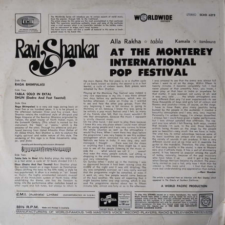Ravi Shankar : At The Monterey International Pop Festival (LP)