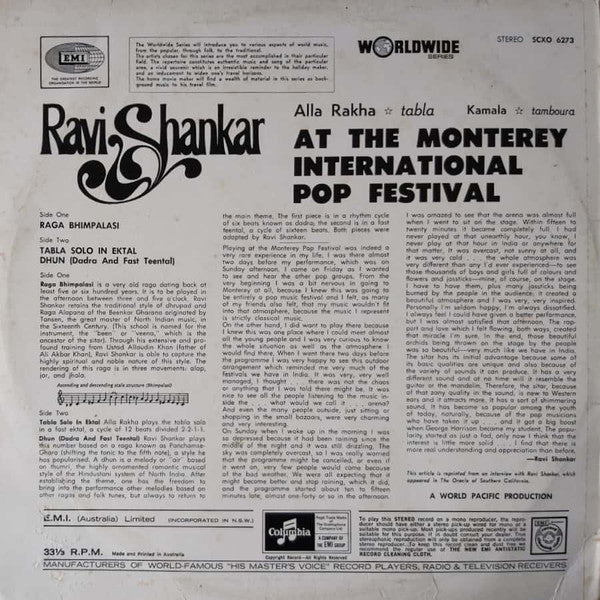 Ravi Shankar : At The Monterey International Pop Festival (LP)