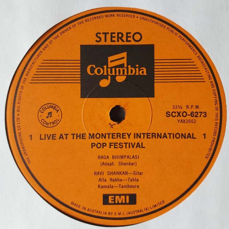 Ravi Shankar : At The Monterey International Pop Festival (LP)