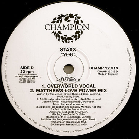 Staxx : You (2x12", Promo)