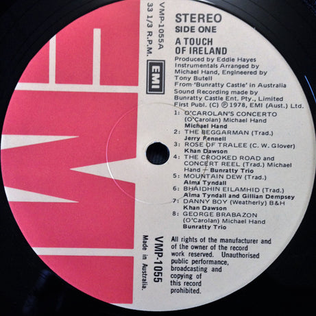 Various : A Touch Of Ireland From Bunratty Castle, Australia (LP, Album)