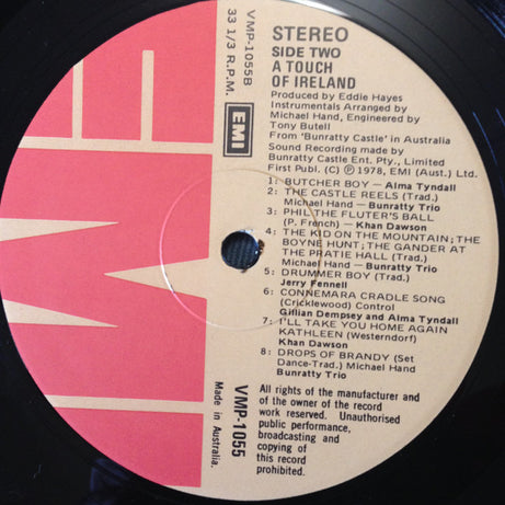 Various : A Touch Of Ireland From Bunratty Castle, Australia (LP, Album)