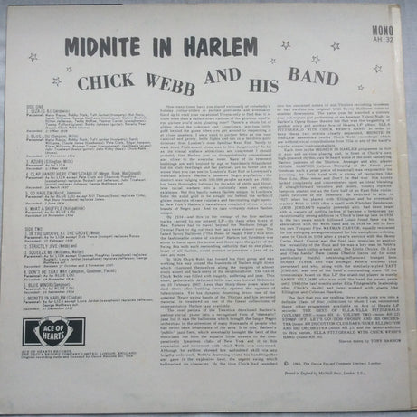 Chick Webb : Midnite in Harlem (LP, Comp, Mono, RE)