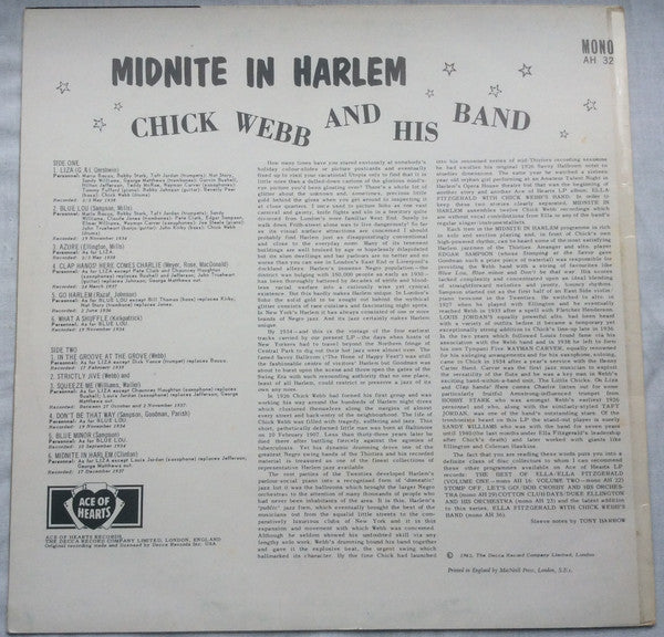 Chick Webb : Midnite in Harlem (LP, Comp, Mono, RE)