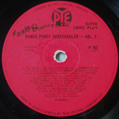 Various : Dance Party Spectacular - Vol. 3 (LP, Comp)