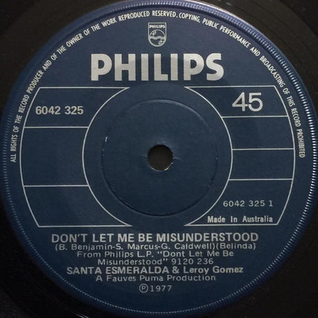 Santa Esmeralda And Leroy Gomez : Don't Let Me Be Misunderstood (7", Single, M/Print)