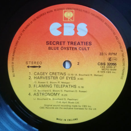 Blue Öyster Cult : Secret Treaties (LP, Album, RE)