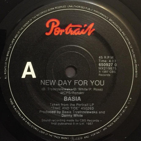 Basia : New Day For You (7", Single)
