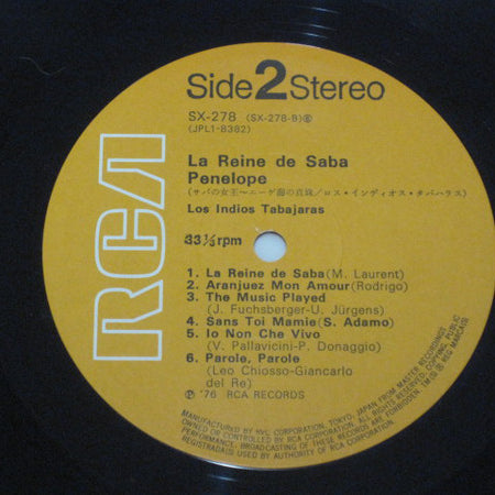Los Indios Tabajaras : La Reine De Saba  Penelope (LP, Album, Gat)