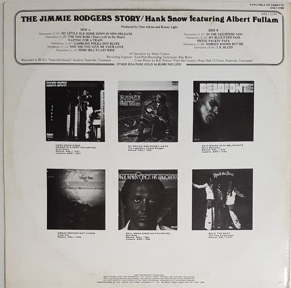 Hank Snow : The Jimmie Rodgers Story (LP)
