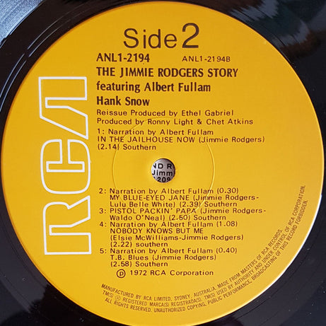 Hank Snow : The Jimmie Rodgers Story (LP)