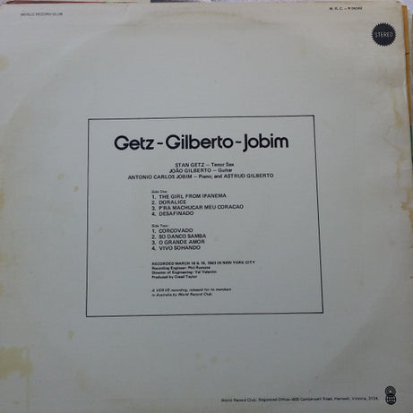 Getz* / Gilberto* /  Jobim* : Getz / Gilberto / Jobim (LP, Album, Club, RE)