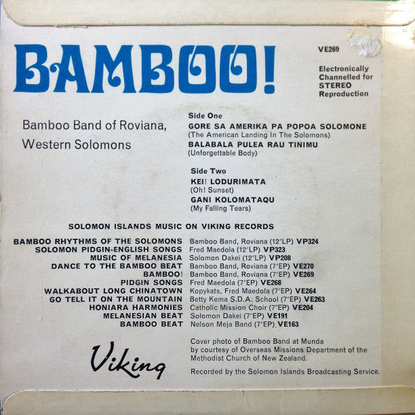 Bamboo Band Of Roviana : Bamboo! (7", EP)