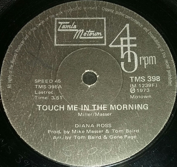 Diana Ross : Touch Me In The Morning  (7", Single)