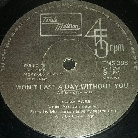 Diana Ross : Touch Me In The Morning  (7", Single)