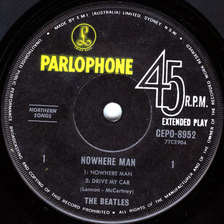 The Beatles : Nowhere Man (7", EP, Mono)