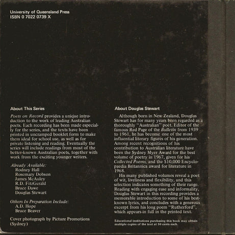 Douglas Stewart : Poets On Record 6 (7")