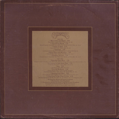Carpenters : The Singles 1969-1973 (LP, Album, Comp, Gat)