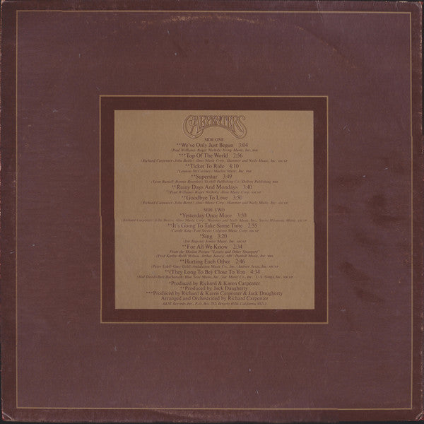 Carpenters : The Singles 1969-1973 (LP, Album, Comp, Gat)