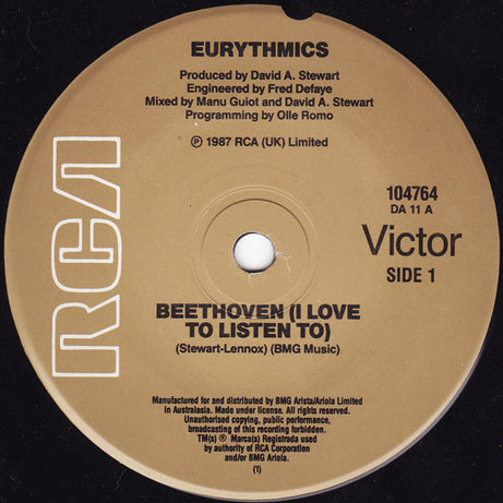Eurythmics : Beethoven (7", Single)