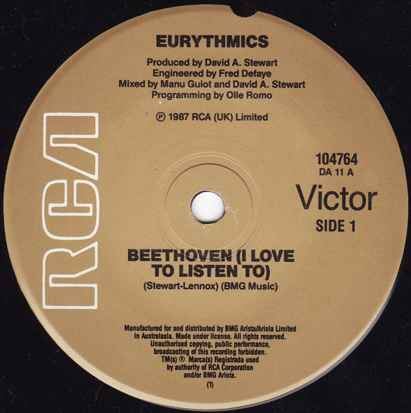 Eurythmics : Beethoven (7", Single)