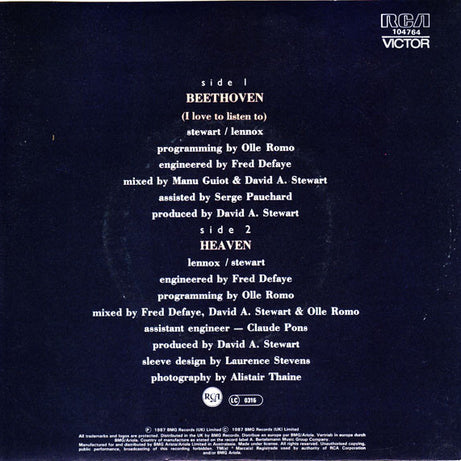 Eurythmics : Beethoven (7", Single)