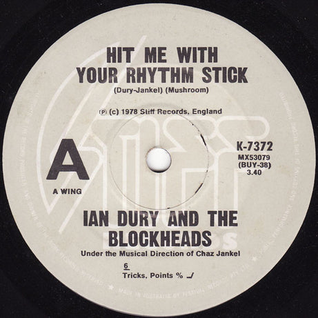 Ian Dury And The Blockheads : Hit Me With Your Rhythm Stick (7", Single)