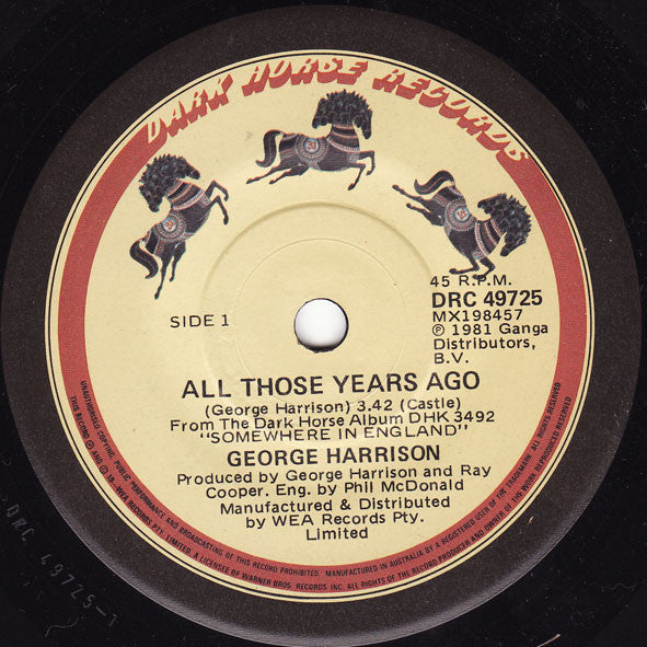 George Harrison : All Those Years Ago (7")