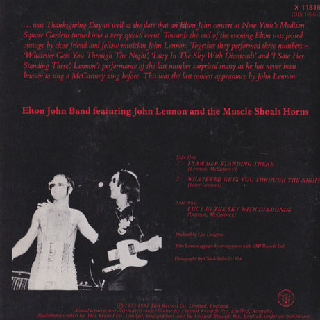 Elton John Band Featuring John Lennon And Muscle Shoals Horns : 28th November 1974... (7", EP)