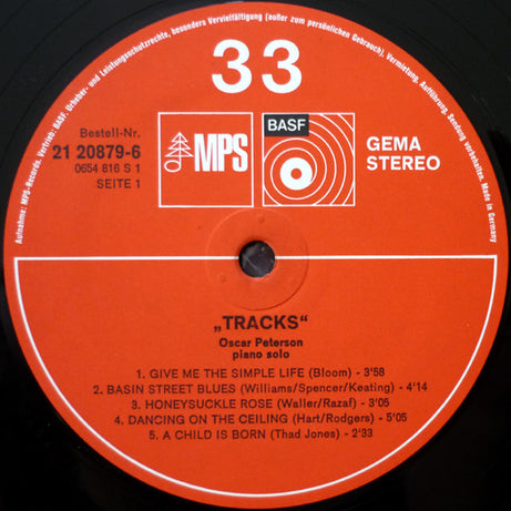 Oscar Peterson : Tracks - Oscar Peterson Piano Solo (LP, Album, RP)