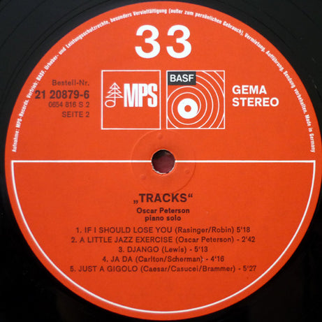 Oscar Peterson : Tracks - Oscar Peterson Piano Solo (LP, Album, RP)
