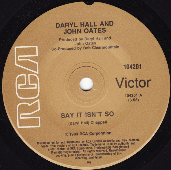 Daryl Hall & John Oates : Say It Isn't So (7", Single)