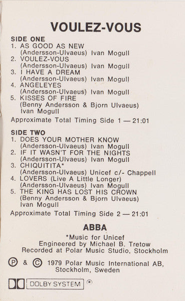 ABBA : Voulez-Vous (Cass, Album, RE, Dol)