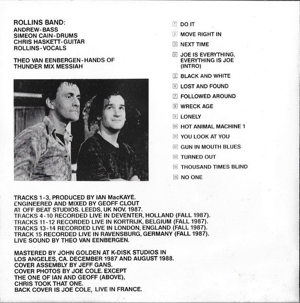 Rollins Band : Do It (CD, Album, RE, RP, Tec)