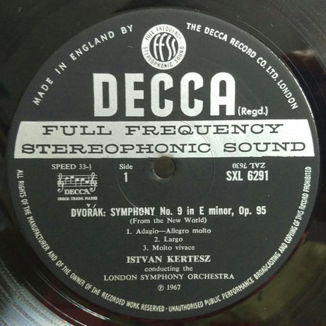 Dvořák*, Kertesz*, London Symphony* : Symphony No. 9 "New World" ∙ Overture "Othello" (LP, ED3)