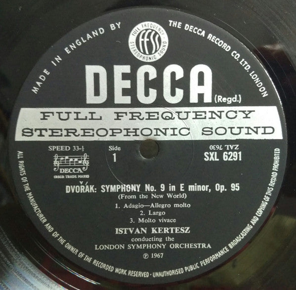 Dvořák*, Kertesz*, London Symphony* : Symphony No. 9 "New World" ∙ Overture "Othello" (LP, ED3)
