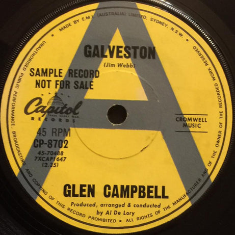 Glen Campbell : Galveston (7", Single, Promo)