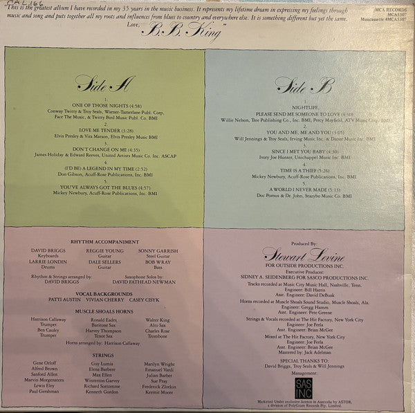 B.B. King : Love Me Tender (LP, Album)