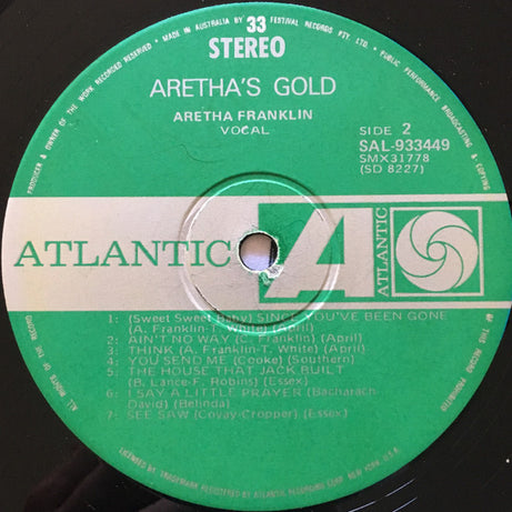 Aretha Franklin : Aretha's Gold (LP, Album, Comp)