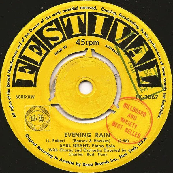 Earl Grant : Evening Rain (7", Single)