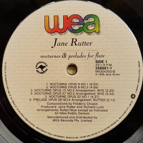 Jane Rutter : Nocturnes & Préludes For Flute (LP, Album)