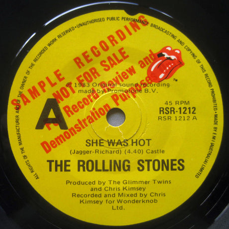 The Rolling Stones : She Was Hot (7", Single, Promo)
