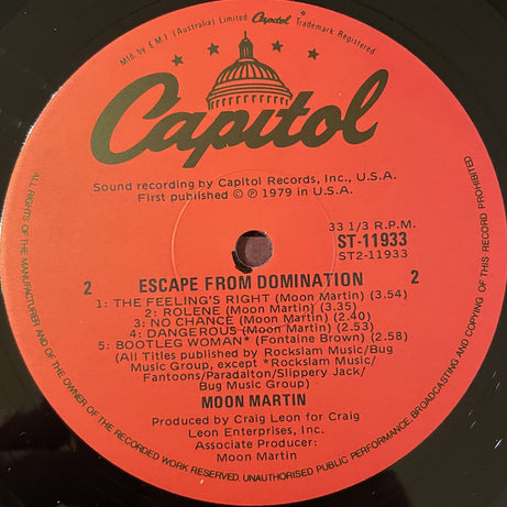 Moon Martin : Escape From Domination (LP, Album)