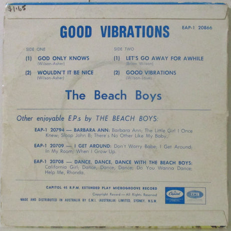 The Beach Boys : Good Vibrations (7", EP, RE)