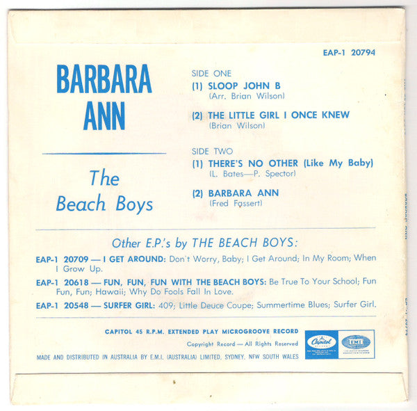 The Beach Boys : Barbara Ann (7", EP)