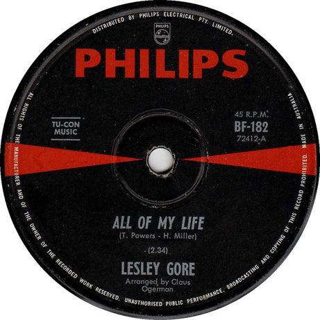 Lesley Gore : All Of My Life  (7", Single)