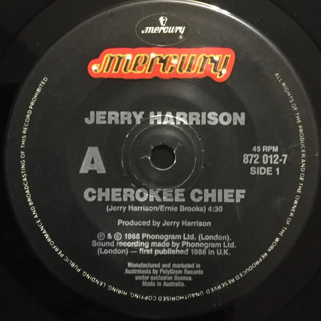 Jerry Harrison : Cherokee Chief (7", Single)