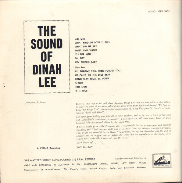 Dinah Lee : The Sound Of Dinah Lee (LP, Album, Mono)