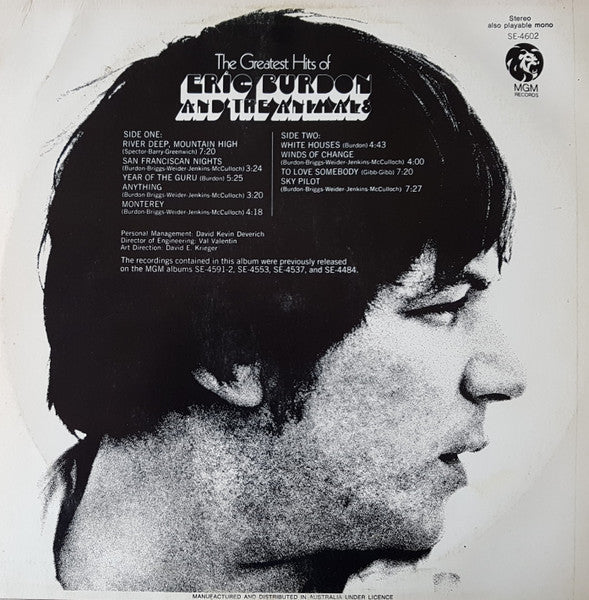 Eric Burdon & The Animals : The Greatest Hits Of Eric Burdon And The Animals (LP, Comp)