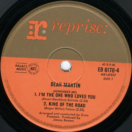 Dean Martin : (Remember Me) I'm The One Who Loves You (7", EP, Mono)